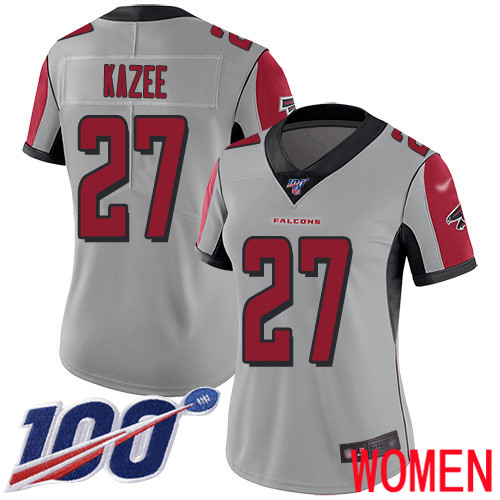 Atlanta Falcons Limited Silver Women Damontae Kazee Jersey NFL Football #27 100th Season Inverted Legend